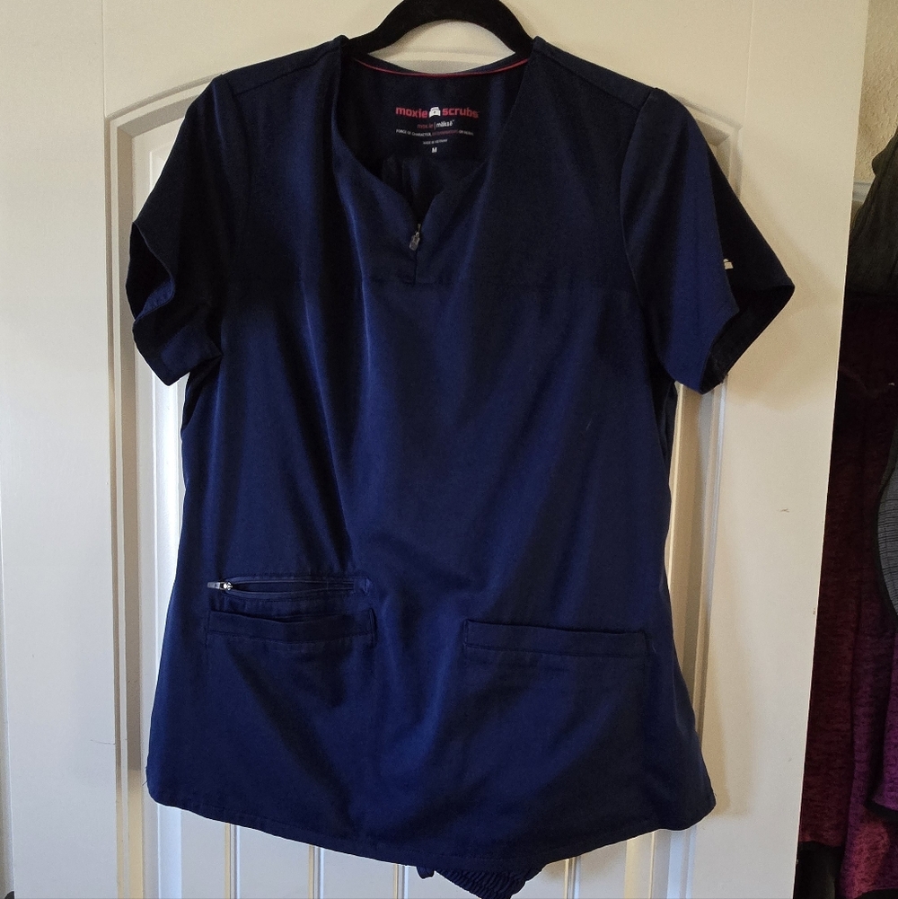 Navy Women's Short Sleeve Scrub Top
